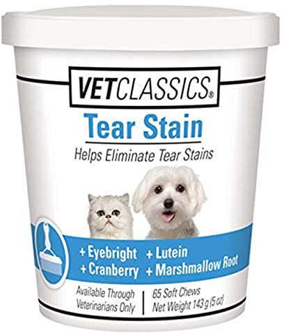 Vet Classics Tear Stain Supplements for Dogs, Cats – Helps to Prevent and Eliminate Tear Stains for Dog, Cat Breeds – Pet Supplement, Pet Immune Support – 65 Soft Chews