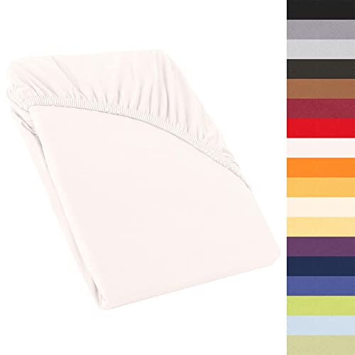 CelinaTex Perla Boxspringbett Wasserbett Topper Spannbettlaken 120x200-130x200 cm Schnee weiß Jersey Mako Baumwolle 160g/qm Bettlaken Laken