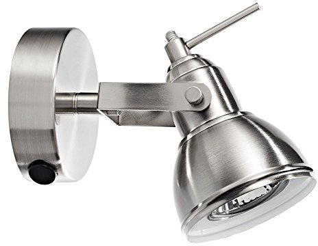 Unique Industrial Designed Satin Nickel Switched Wall Spot Light by Happy Homewares
