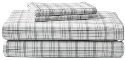 Eddie Bauer - Flannel Sheets King Size, Anti-Pilling & Wrinkle Resistant Cotton, Touchably Soft for All-Season Comfort - Bed Sheets with Matching Pillowcases & Fitted Sheet (Beacon Hill Ivory)