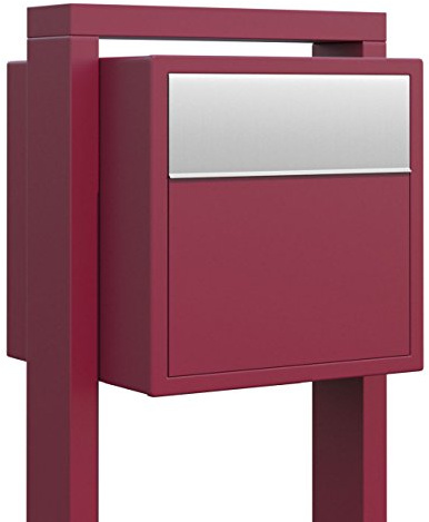 Standbriefkasten, Design Briefkasten Soprano Rot/Edelstahl - Bravios