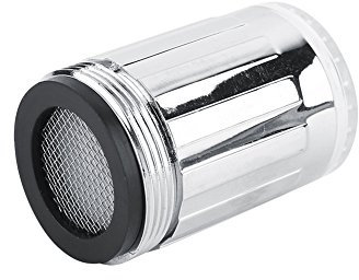 3 luces LED de color grifo, cabezal de ducha con sensor de temperatura y cambio de color, filtro de agua de grifo con adaptador de rosca interna para cocina y baño fregaderos