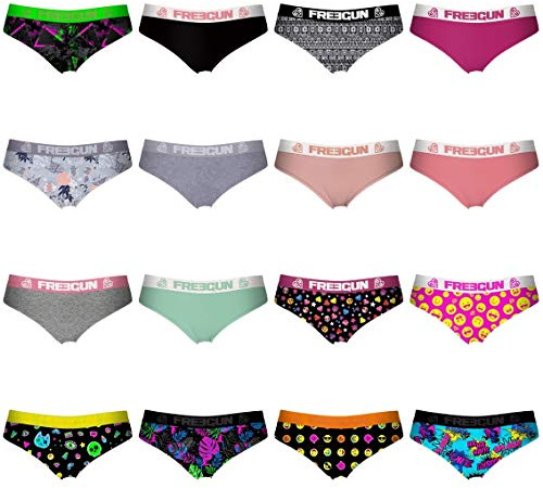 FREEGUN Pack Surprise Culotte Femme Microfibre, Lot de 5, Modèle Aléatoirement Choisis, Noir Taille S