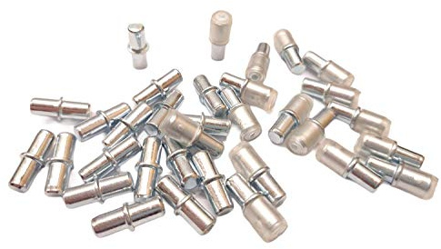 Bodenträger 5mm Bodenträger für Einlegeböden Regal-träger gummiert Regalstifte vernickelt Glasboden-Träger mit Ring Metallstifte für Regalböden (32, Bodenträger 5mm gummiert)