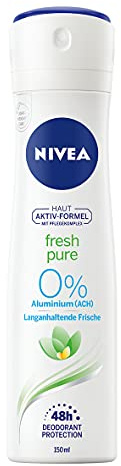 NIVEA Fresh Pure Deodorant Spray (150 ml), Deodorant without Aluminium (ACH) with Jasmine Fragrance and Refreshing Formula, Deodorant with 48-Hour Protection and Unique Infinifresh Formula