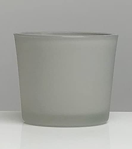INNA-Glas Glasübertopf Alena Frost, grau matt, 12,5cm, Ø14,5cm - Blumentopf