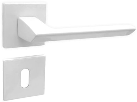 domino Poignée de porte ELENA-QR WHITE BB pour portes de chambre - Kit de rosettes - Ferrures de porte