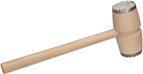 KOTARBAU® Holz-Fleischklopfer Fleischhammer Doppelseitiger Schnitzelklopfer mit Metallenden