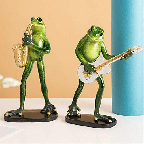 YTOOZ Heimdekoration Statue Figuren Ornament Garten Statue, 2 Stück Yoga Gitarre Saxophon Tanz Frosch Harz Figur Kreative Wohnzimmer TV Bank Skulptur Neuheit Geschenk
