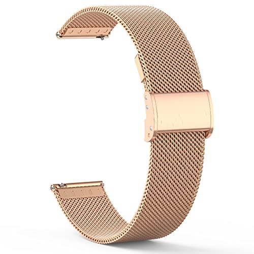 ZKCREATION 20MM Bracelets de Montre Metal pour Homme Femme, Bracelet de Montre Remplacement pour Montre Connectée et Montre Traditionnelle Smartwatch Bracelet de Montre Connectée(Rosa gold)