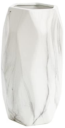25 cm Jarrón Blanco de Cerámica, Floreros Jarrones Decorativos Modernos, Jarróns Sencillo y Minimalista para Flores y Pampas