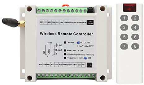 Interruptor de Relé de Control Remoto Inalámbrico RF, DC 12V-36V, 8 Canales, Módulo 433Mhz, Kit Transmisor-Receptor Para Luces y Abre-puerta de Garaje