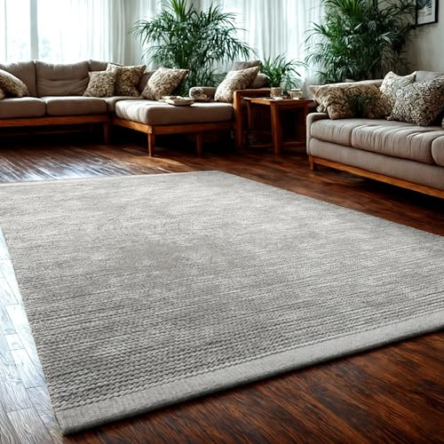 WoolHeaven Wollteppich 200 x 240 cm - Handgewebter Schurwollteppich Creme | Weicher Wendeteppich aus 100% Schurwolle, melierte Optik in Beige, pflegeleicht, robust & für Fußbodenheizung geeignet