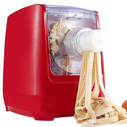 WOLWES Compact Pasta and Automatic Noodle Make,Pasta Maker Machine&Dough Mixer,Noodle Ravioli Maker/Kitchen Aid Mixer Accessories-13 Molds,Red