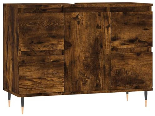 vidaXL Mueble de baño Madera de ingeniería Roble Ahumado 80x33x60 cm