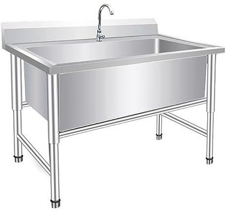 Atduglanix Fregadero de Servicio de Acero Inoxidable Juego de Fregadero de Cocina Comercial de un Solo tazón Independiente con Grifo for Restaurante, Taller de Garaje Lavandería Industrial (Size : 60