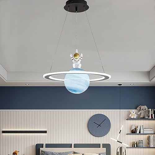 DOCJX LED Hängelampe Kinderzimmer Kronleuchter Modern Dimmbar Planet Mit Fernbedienung Pendelleuchten Wohnzimmer Hängeleuchten Jungen Mädchen Schlafzimmer Lampen Astronaut (Color : Infinite dimming