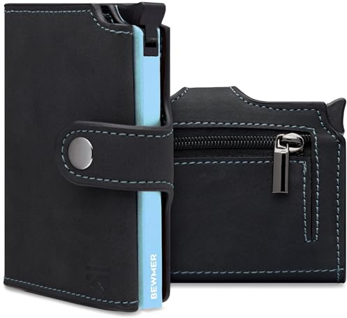 BEWMER v2 Portafoglio Uomo Slim In Similpelle Con Protezione RFID Anticlonazione – Porta Carte Di Credito Uomo E Donna Per 9 Tessere, Con Portamonete
