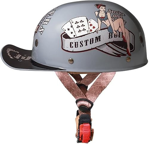 XRDSHY Halbschalenhelm Mit ECE-Zulassung Vintage Motorradhelm Baseball Cap Cruiser Chopper Scooter Helm Herren Retro Motorrad Halbhelm Damen Mofa Helm