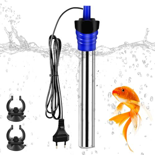 Abiemuce 100W Aquarium Heizung, 304 Edelstahl Aquarium Heizer, Temperatur Einstellbare Heizstab Aquarium, Aquarium Heizstab, Aquarium Heizung Mit Saugnäpfen, zum Fischtanks und Aquarium(18-34℃, 220V)