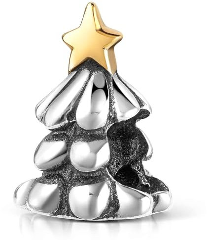 Materia Damen Bead Charms Silber 925 Weihnachtsbaum antik teilvergoldet 566