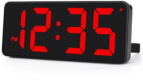 U-picks Wall Clock Digital Clock, Digital Wall Clocks Large display with Big Digits, Auto Light control,Easy to Use,12/24 Hr, Silent Wall/Desk Clock for living room/Warehouse/Garage-Red(Adapter)