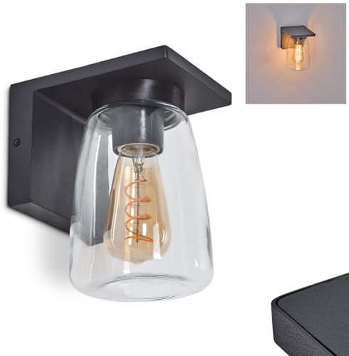 Außenwandleuchte Aquin, moderne Wandlampe aus Metall/Glas in Anthrazit/Klar, Wandleuchte mit Schirm aus Glas, Außenleuchte für Terrasse, 1 x E27, ohne Leuchtmittel, IP44