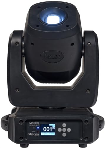 ALGAM LIGHTING - MS100 - Lyre Spot 100W Blanche Prisme 6 Faces - Effet Couleur, Rainbow, Stroboscope - 280 x 215 x 370 mm - IP20