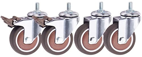 Schwerlastrollen 2,5-Zoll-Lenkrollen for Möbel, robuste Lenkrollen, gummierte Trolley-Räder, Kugellager bewegt sich reibungslos, Gewindeschaft M8 x 15 mm, 4 Rollen, Tragfähigkeit 150 kg (universell) (