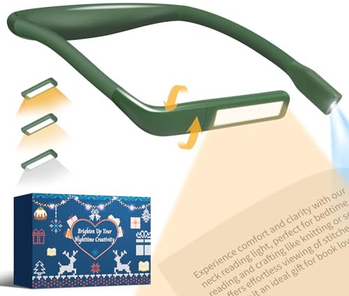 Book Reading Light Dad Gifts: Reading Lights for Books in Bed, Rechargeable Neck Light Knitting Gifts for Book Lovers Reader Stocking Fillers Women Advent Calendar Secret Santa Gifts for Men Christmas