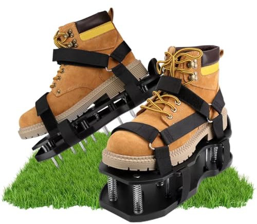 Go2Grow - Nagelschuhe mit Klettverschluss - und einfacher Reinigung Rasenlüfter Schuhe Nagelschuhe Vertikutierer für Rasen Aerifizierer für Rasen Mit Federboden Gartenarbeit Spike Schuhe