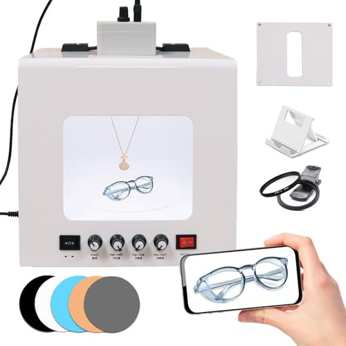 agreilduite Mini boîte à lumière pour Prise Vue Bijoux, Tente Photographie, Rotation à 360 °, Tente de Prise de Vue de Bijoux avec Toiles Fond et filtres en étoile, intensité Variable 3000-5500k,TB30