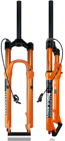 HZXQCVB 26/27,5/29 Zoll Federweg 100mm Luftgefederte Gabel Zugstufe Einstellbar 1 1/8'' Gerades Rohr QR 9mm Fahrrad-Gabel Remote Lockout Mountainbike Vorderradgabeln(29in)