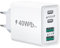Chargeur USB C, 40W 4 Port Prise USBC Chargeur Rapide iPhone, Multi Secteur Double Port PD+QC Type C Adaptateur pour iPhone 16 15 14 13 12 11 Pro Max X XS XR Samsung Galaxy S24 S23,S22,iPad,Xiaomi