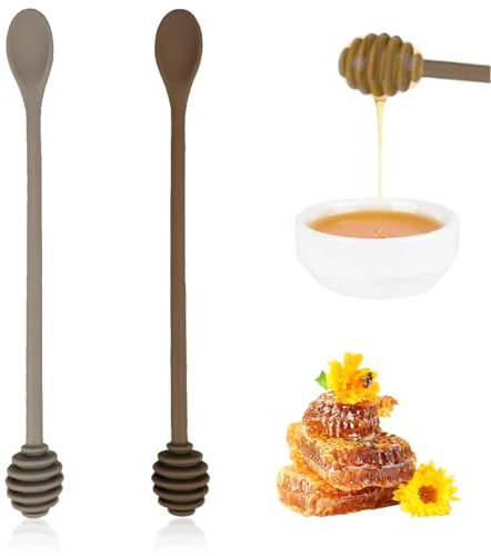 LAJUP 2 Pezzi Dosatore,Cucchiaio per Vasetti,Cucchiaio Mescolatore In Silicone,Bastoni a Manico Lungo per Mescolare,Strumenti da Cucina Usati per Allocare per marmellata,yogurt(10'')