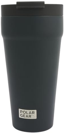 Polar Gear Coffee Cup Travel Mug, 470ml Large Travel Mug, Insulated Cup with Leakproof Screw Closure Lid, 304 Stainless Steel Double Walled, Reusable Coffee Cups (Black)