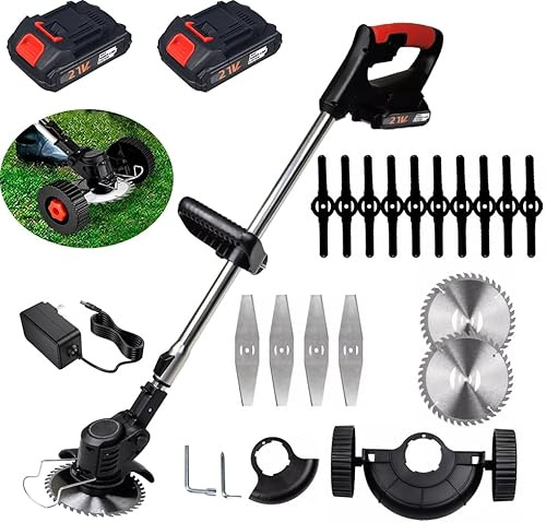Weed Wacker elettrico senza fili: Weed Wacker elettrico alimentato a batteria 24 V 4,0 Ah – Tagliabordi senza fili per prato giardino potatura vetro, cura del cortile