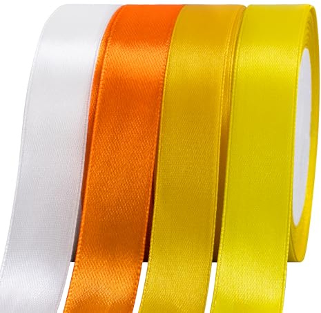 Fyshird Satinband Gelb 20mm x 22m Geschenkband Orange Breit Schleifenband Hochzeit Polyester Bänder zum Basteln Dekoband für Geburtstag DIY Geschenkverpackung