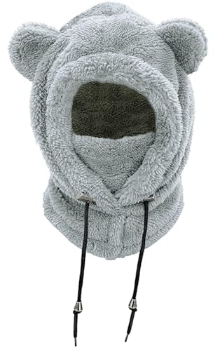 crazy bean Vintermössa Pojkar Flickor Termisk Nackskyddsmössa för Unisex Baby 3-8 År Baby Hatt med Justerbar Dragsko Mjuk Varm Plysch Hatt, Grå, one size