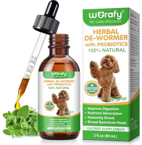 Dog Worming Drops, Dog Herbal Digestive Drops with Prebiotics & Enzymes | 100% Natural Support for Digestive & Immune Health, Aids Nutrient Absorption & Maintain Gastrointestinal Health 60ml