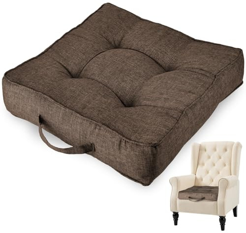 Emma Barclay Booster Cushion for Armchair & Dining Chair Large Firm Seat Cushion 50x50cm 10cm Thick Supportive Cushion for Elderly Post-Operative Recovery & Pregnancy Luxury Seat Pad (Chocolate)