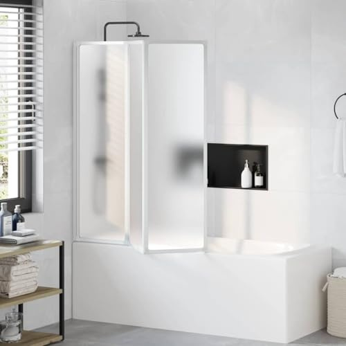 Divisorio pieghevole per vasca da bagno, 141 x 132 cm, pieghevole con 3 pannelli