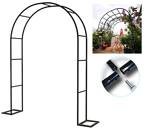 Trädgårdsspaljé i metall för klätterväxter bröllop rosbåge fristående utomhusstöd väderbeständig 19 mm rör svart 280 x 22 cm – perfekt för trädgårdsdekoration