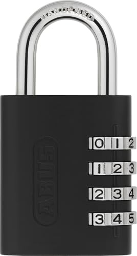 ABUS Vorhängeschloss 158KC/45 AP050 - Spindschloss mit Zahlencode oder Schlüsselfunktion - mit Zinkgussdruck-Gehäuse - ABUS-Sicherheitslevel 5 - Schwarz | Zinkdruckguss-Gehäuse, gehärteter Stahlbügel, 4-stellig, Sicherheitslevel 5 - ideal für Spinde, Schuppen & Keller