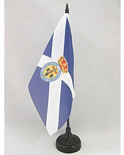 AZ FLAG Drapeau de Table Santa Cruz de Tenerife 21x14 cm Socle Plastique | Usage intérieur Drapeau de bureau espagnol finition cousue et bords renforcés avec mât en plastique et socle en plastique