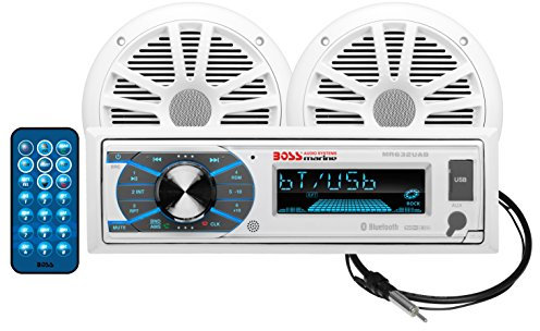 TheWholesaleHouse Boss Marine Single Din Media Receiver with Bluetooth Pair 6.5 speakers antenna Aux