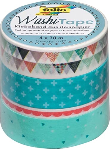 Folia 26419 Ruban adhésif décoratif de papier washi tape Pastel, Lot de 4
