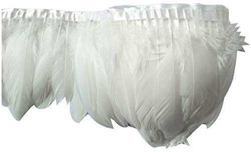 keland 2 Yards Gänsefeder Streifen Trim 6-8 Breite DIY Schal Achselzucken Rock Halloween Kleid dekorative Federrock