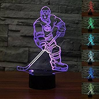 Jinson well 3D eishockey spieler Nachtlicht Lampe optische Nacht licht Illusion 7 Farbwechsel Touch Switch Tisch Schreibtisch Dekoration Lampen perfekte mit Acryl Flat USB Spielzeug