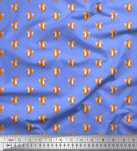 Soimoi Blau Baumwolljersey Stoff dot & Fuchs Karikatur Drucken Nahen Stoff 1 Meter 58 Zoll breit